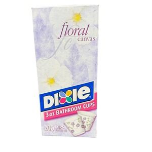Vintage Dixie 3 oz Bathroom Cups Floral Canvas Purple Flower Design 200 Count